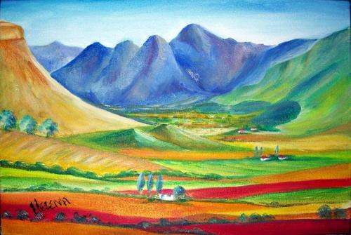 Hexriviervallei - 300x450x44mm - oil on canvas - by Helene Kruger