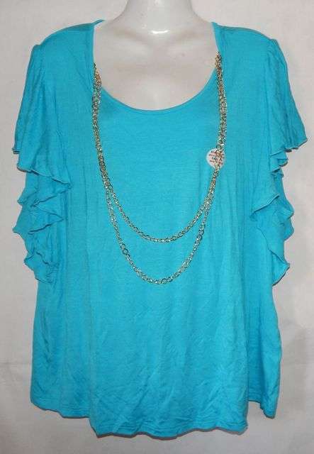 Ladies summer turquoise top with gold chain / size 22 / 46  - POSTAGE  FREE IN S.A.