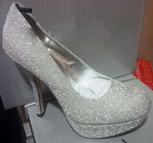Ladies sissy boy silver glitter heel shoes size 8 - FREE POSTAGE IN SOUTH AFRICA