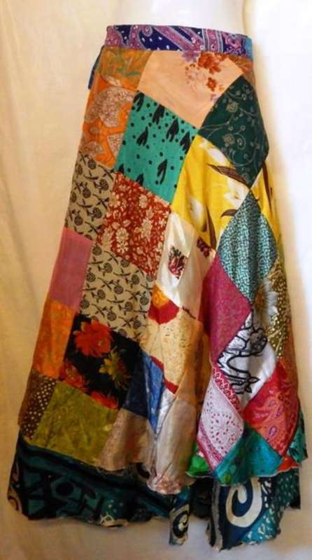 Indian silk patch wrap skirt   - POSTAGE  FREE IN S.A.