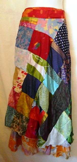 Indian silk patch wrap skirt   - POSTAGE  FREE IN S.A.