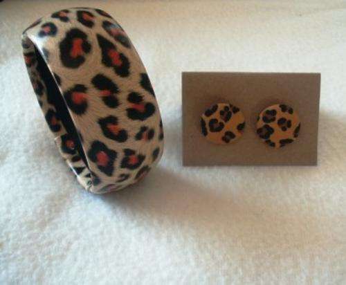 **christmas promotion**HIGH FASHION leopard print bangle and earring set**