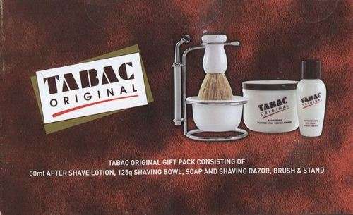 Tabac Gift Set After-Shave Lotion 50ml, Shaving Bowl 125g Soap, Shaving Razor Brush & Stand