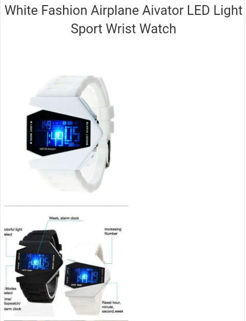 White  led sports wrist watch