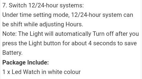 White  led sports wrist watch
