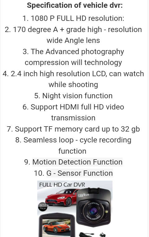 HD DVR vehicle blackbox full hd 1080