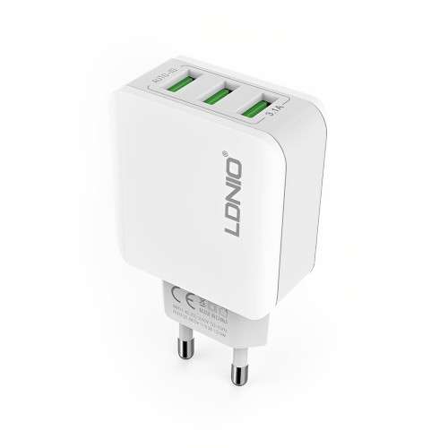 LDNIO 3-Port USB 3.1A Home and Travel Charger for iOS and Android Devices