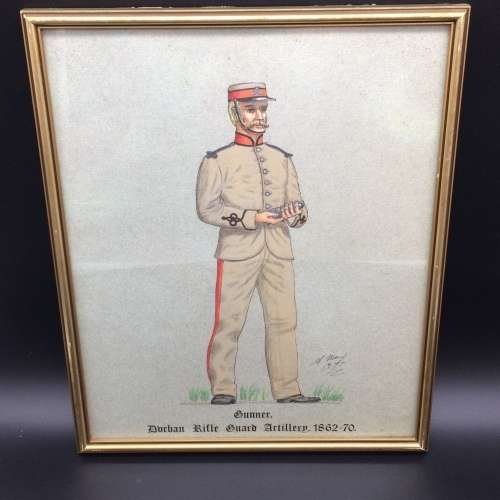 Original Andy May (1936-2016) Drawing (Gunner) `Durban Rifle Guard Artillery 1862-1870`