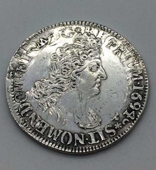 Rare 1694 French Louis XIV Silver Coin (Overstruck) (artcollect)
