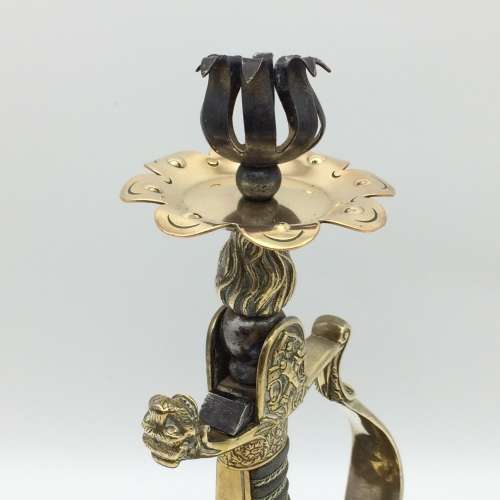 WWI - Trench Art 'Lion Head' Imperial German Artillery Officers Sword Hilt Candlestick