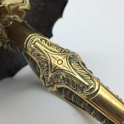 WWI - Trench Art 'Lion Head' Imperial German Artillery Officers Sword Hilt Candlestick