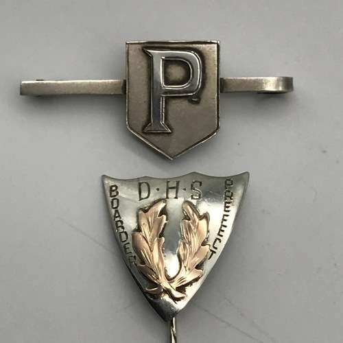 Solid Silver & Gold D.H.S Prefect Badges