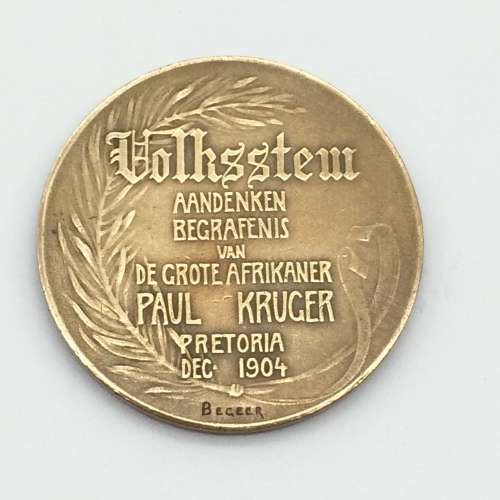 Antique Paul Kruger 1904 'Volkstem Begrafnis' (Funeral) Medallion