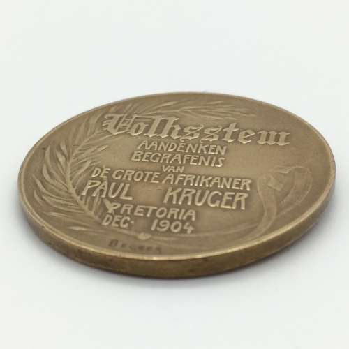 Antique Paul Kruger 1904 'Volkstem Begrafnis' (Funeral) Medallion