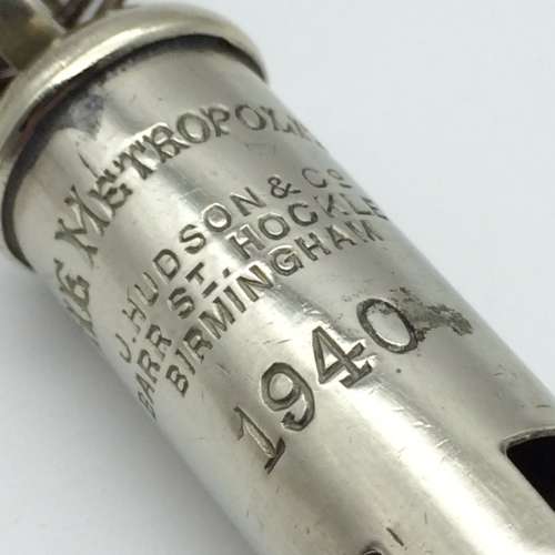 WW2 - 'J. Hudson & Co.' Military Whistle and Lanyard