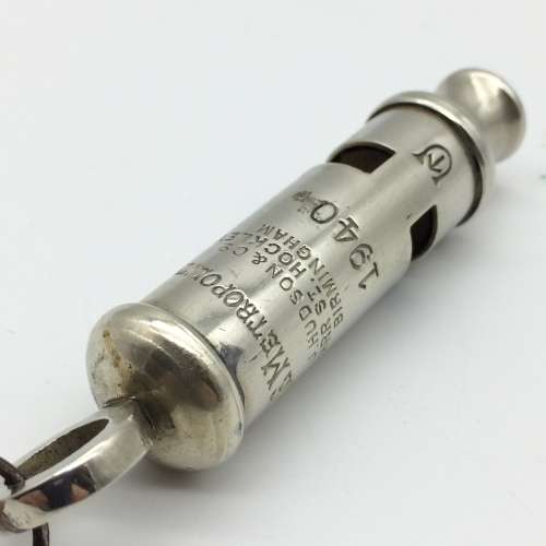 WW2 - 'J. Hudson & Co.' Military Whistle and Lanyard