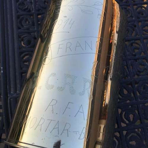 WWI - Large P.O.W./Trench Art Artillery Brass Shell ( Lt. A.N.G. CARSWEL R.F.A. ) (For Ralph)