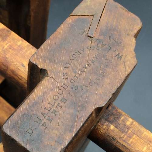 Vintage Wooden and Brass Plane (D. Malloch, Perth)