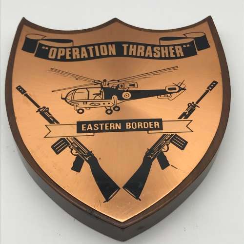 Rhodesian Army `Operation Thrasher` Copper Plaque