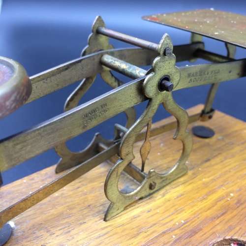 Vintage Brass and Wooden Postal Scale