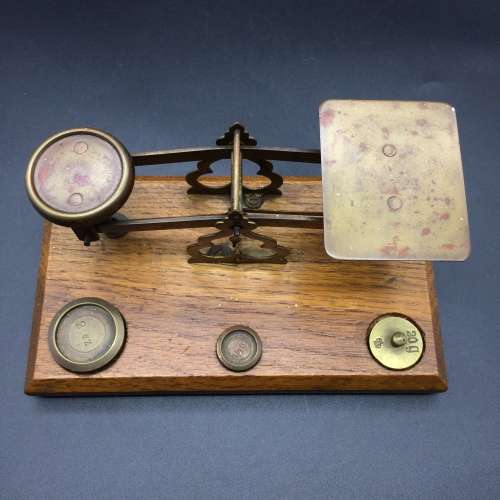 Vintage Brass and Wooden Postal Scale