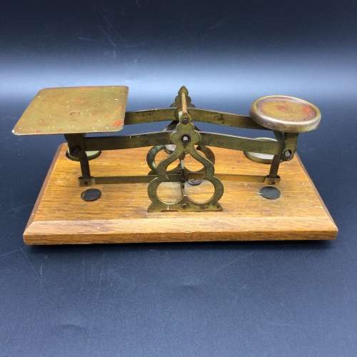 Vintage Brass and Wooden Postal Scale