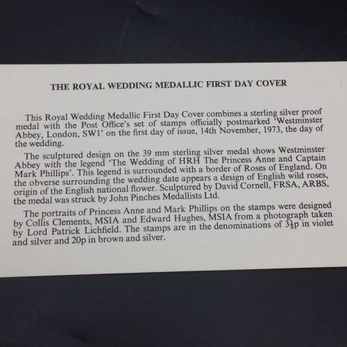 1973 Royal Wedding Silver Proof First Day Medallion (Princess Anne)