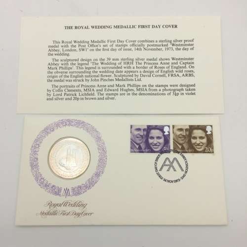 1973 Royal Wedding Silver Proof First Day Medallion (Princess Anne)