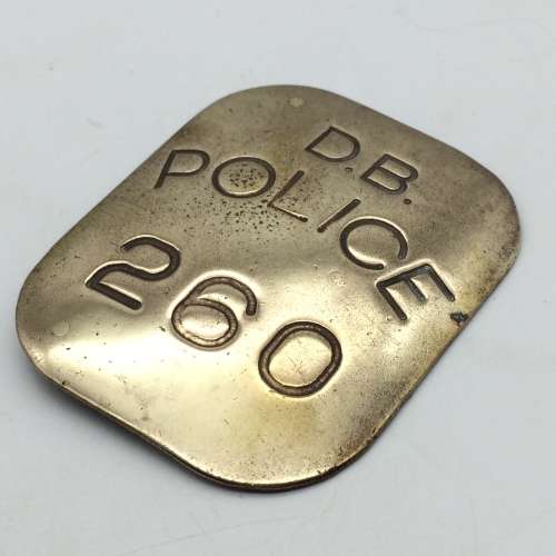 Antique `D.B. POLICE 260` Brass Buckle