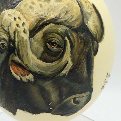 Fabulous Hand-Painted `Buffalo` Ostrich Egg (Signed)