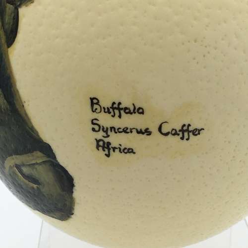 Fabulous Hand-Painted `Buffalo` Ostrich Egg (Signed)