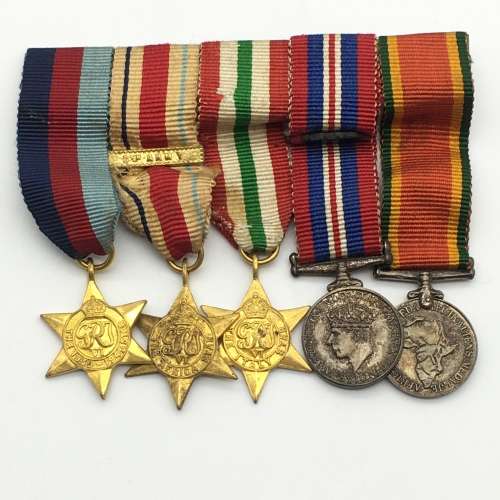 WW2 - Group of Five Miniature War Medals (Oak leaf + 8th Army)
