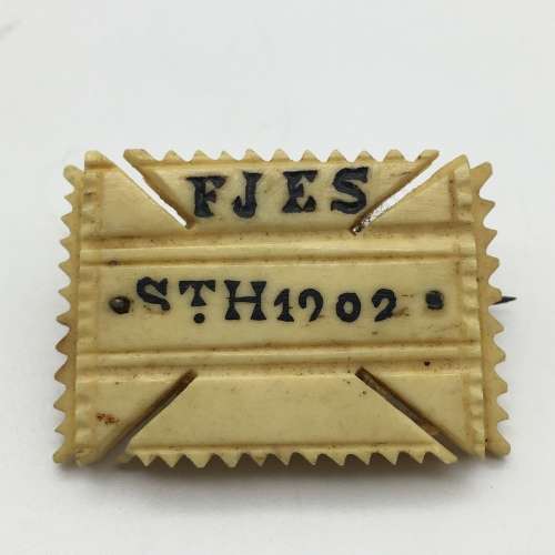 Boer War - P.O.W. (St. Helena 1902) Bone Brooch