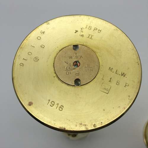 Pair WW1 `Trench Art` Brass Artillery Shells