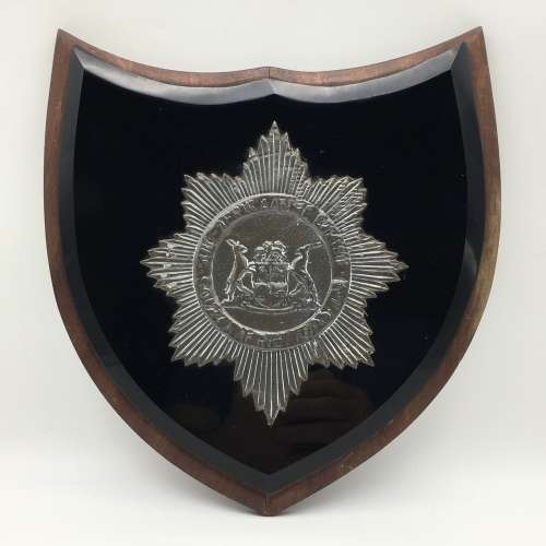Large Scarce `South Africa Police` Marble and Wooden Plaque