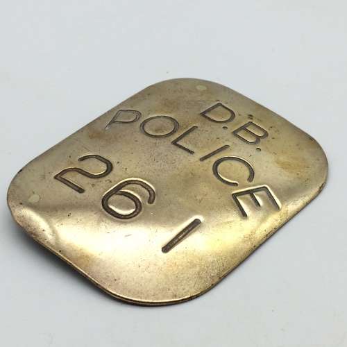 Antique `D.B. POLICE 261` Brass Buckle