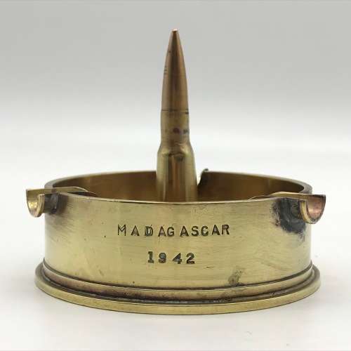 WW2 `POW/Trench Art` Brass Shell Ashtray (Madagascar 1942)