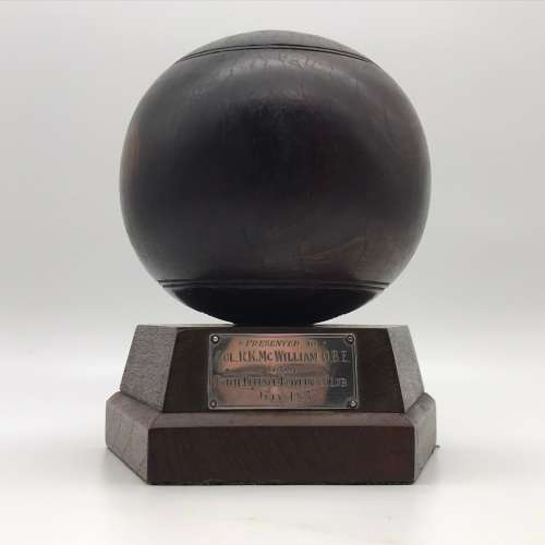 Early Wooden & Silver `Lawn Bowls` Trophy (Col. R.K. McWilliam O.B.E.)