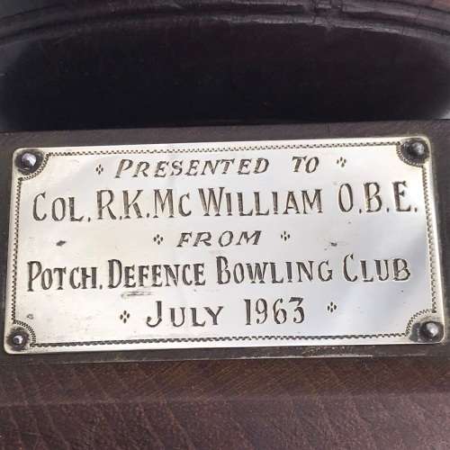 Early Wooden & Silver `Lawn Bowls` Trophy (Col. R.K. McWilliam O.B.E.)