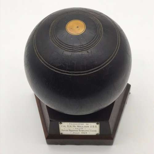 Early Wooden & Silver `Lawn Bowls` Trophy (Col. R.K. McWilliam O.B.E.)