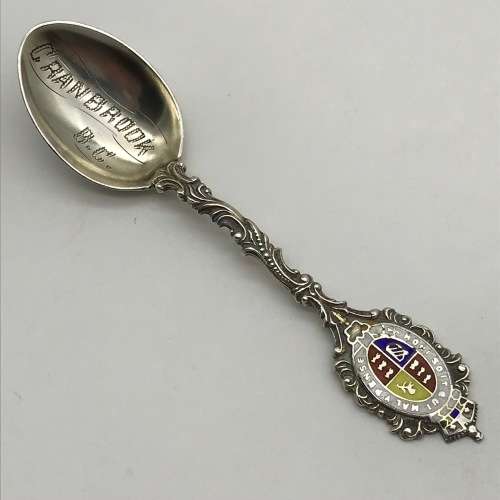 Sterling Silver & Enamel Canadian Souvenir Spoon (Cranbrook B.C.)