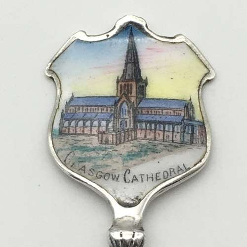Antique Solid Silver & Enamel Souvenir Spoon (Glasgow Cathedral)