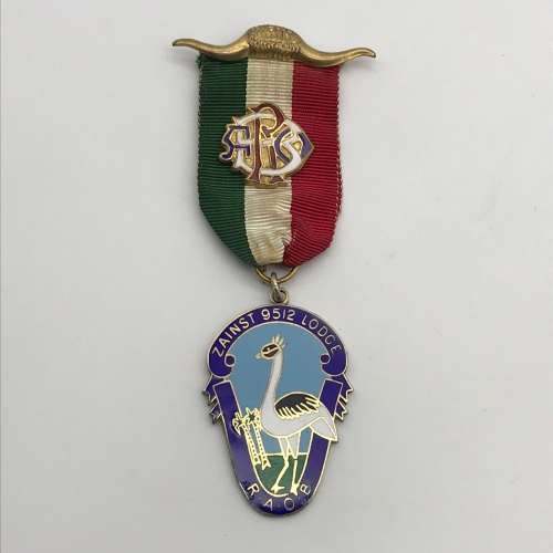 Northern Rhodesia - Solid Silver & Enamel `R.A.O.B.` Medal (Zainst Lodge)