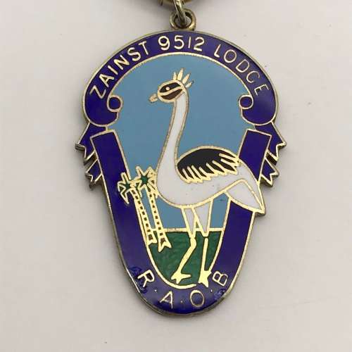 Northern Rhodesia - Solid Silver & Enamel `R.A.O.B.` Medal (Zainst Lodge)