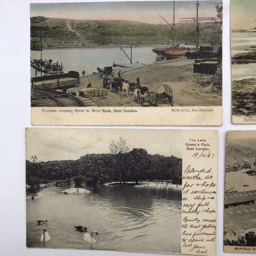 5 Antique Post Cards of `East London - S. Africa` With Stamps (1906/7)
