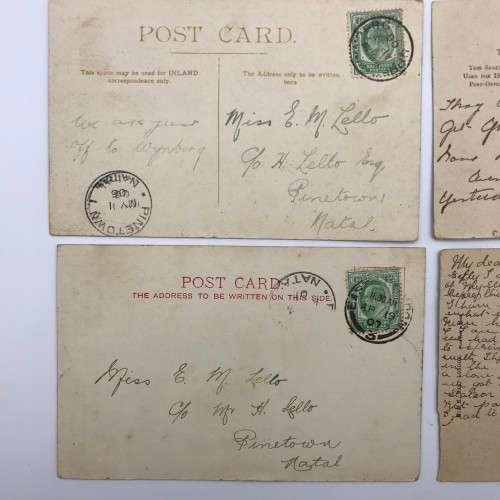 5 Antique Post Cards of `East London - S. Africa` With Stamps (1906/7)
