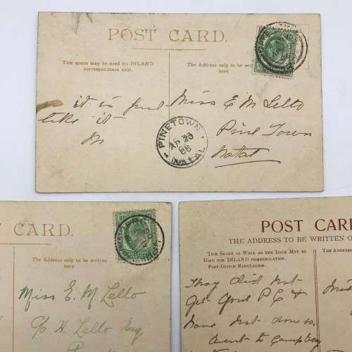 5 Antique Post Cards of `East London - S. Africa` With Stamps (1906/7)