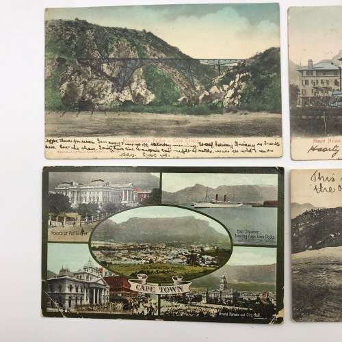 4 Antique `Post Cards of Cape Town`With Stamps (1905-1914)