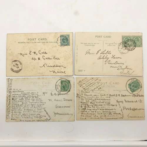 4 Antique `Post Cards of Cape Town`With Stamps (1905-1914)
