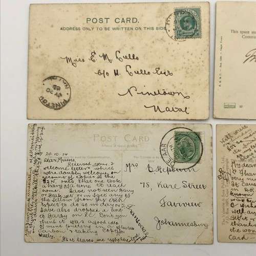 4 Antique `Post Cards of Cape Town`With Stamps (1905-1914)